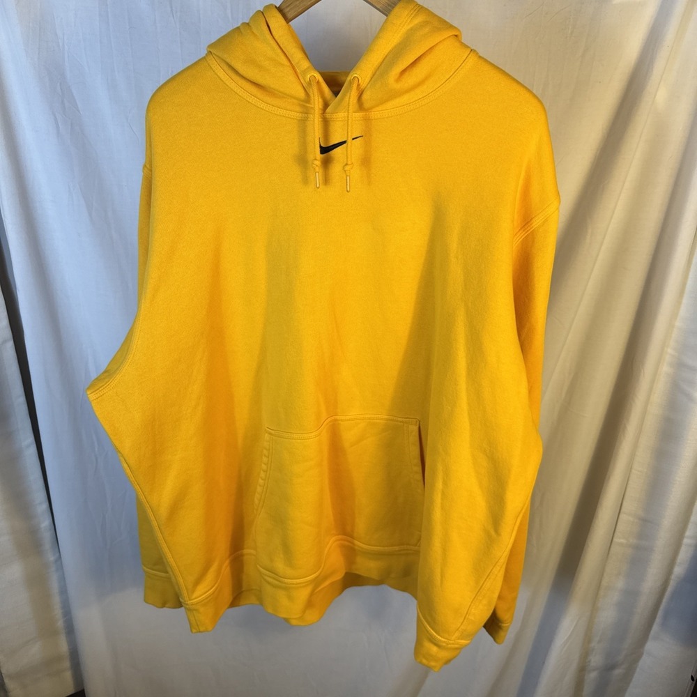 VINTAGE-Y2K-NIKE-CENTER SWOOSH-PULL OVER HOODIE-YELLOW-SZ XXL 2XL